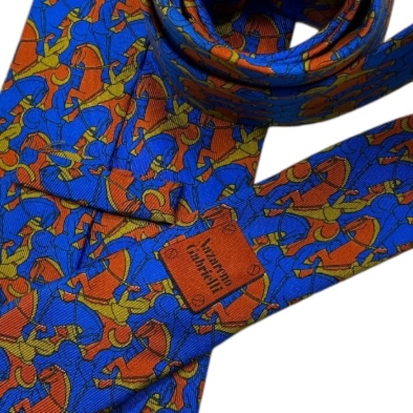 NAZARENO GABRIELLI Blue Knight Silk LUXURY Tie ITALY - Picture 5 of 6
